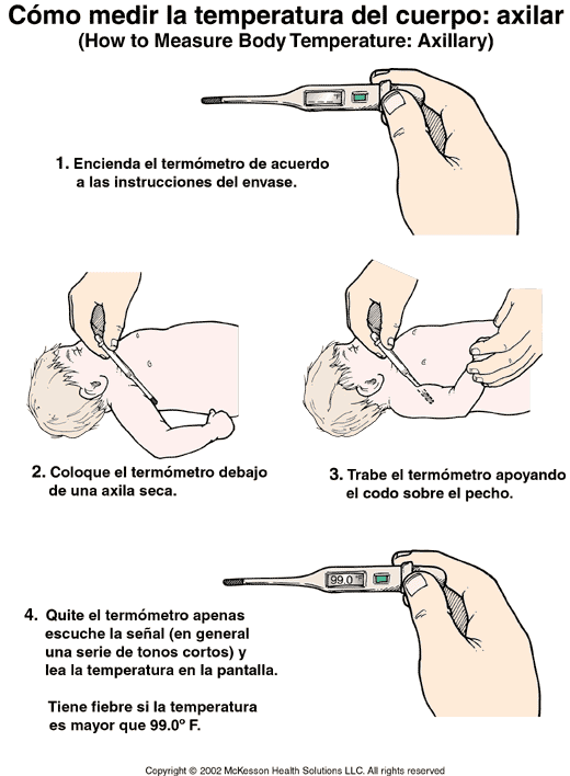 Cmo medir la temperatura del cuerpo (axilar): ilustracin